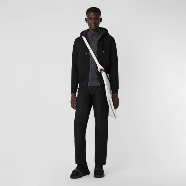 Burberry Burberry Check Detail Jersey Hooded Top, Size: Xl, Black