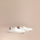 Burberry Burberry Perforated Check Leather Slip-on Trainers, Size: 41.5, White
