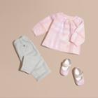 Burberry Burberry Pleat Detail Check Cotton Top, Size: 9m, Pink