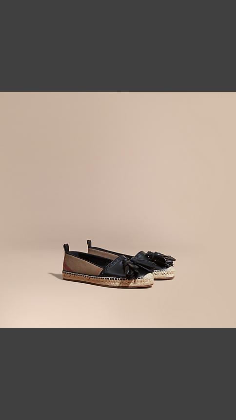 Burberry Tasselled Canvas Check And Leather Espadrilles