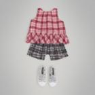 Burberry Burberry Ruffle Detail Check Cotton Top, Size: 14y