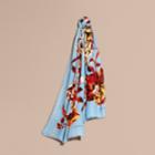 Burberry Burberry Peony Rose Print Modal And Cashmere Scarf, Orange