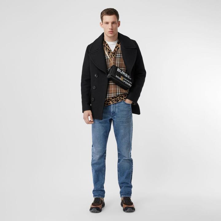 Burberry Burberry Wool Blend Pea Coat, Size: 38, Black