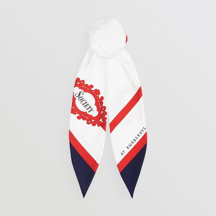 Burberry Burberry Archive Society Print Silk Hair Scarf, Blue