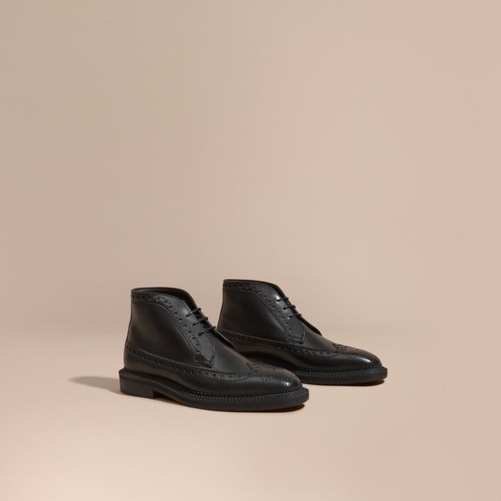 Burberry Burberry Leather Brogue Boots, Size: 41, Black