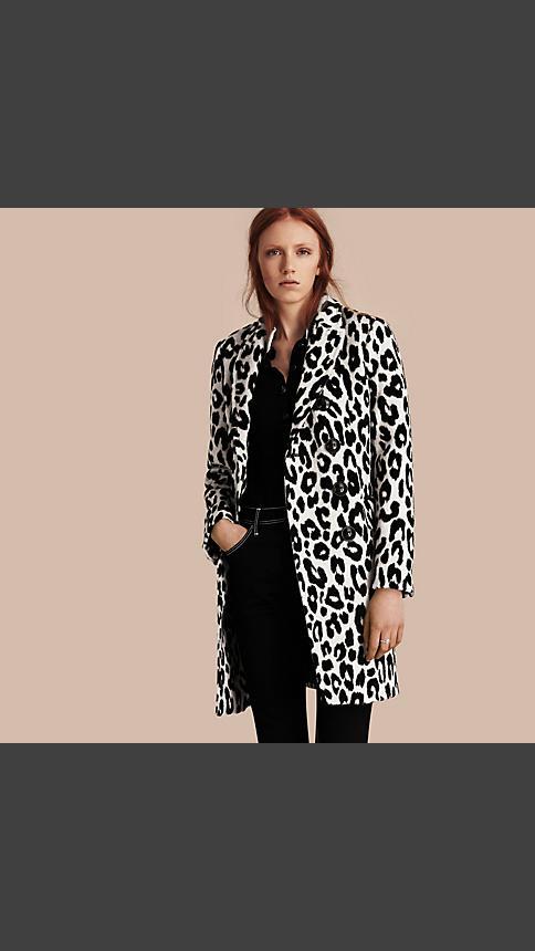 Burberry Leopard Jacquard Lama Wool Coat