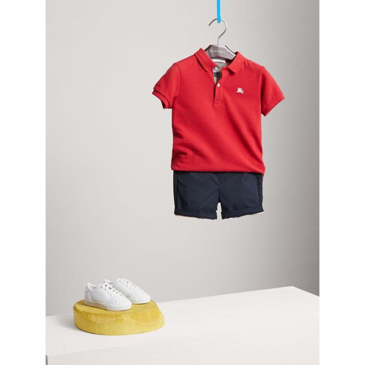 Burberry Burberry Check Detail Cotton Chino Shorts, Size: 12y, Blue