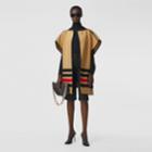Burberry Burberry Stripe Detail Merino Wool Cashmere Cape, Beige