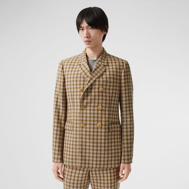Burberry Burberry Slim Fit Gingham Wool Tailored Jacket, Size: 36r, Brown