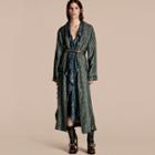 Burberry Geometric Tile Print Silk Twill Dressing Gown Coat