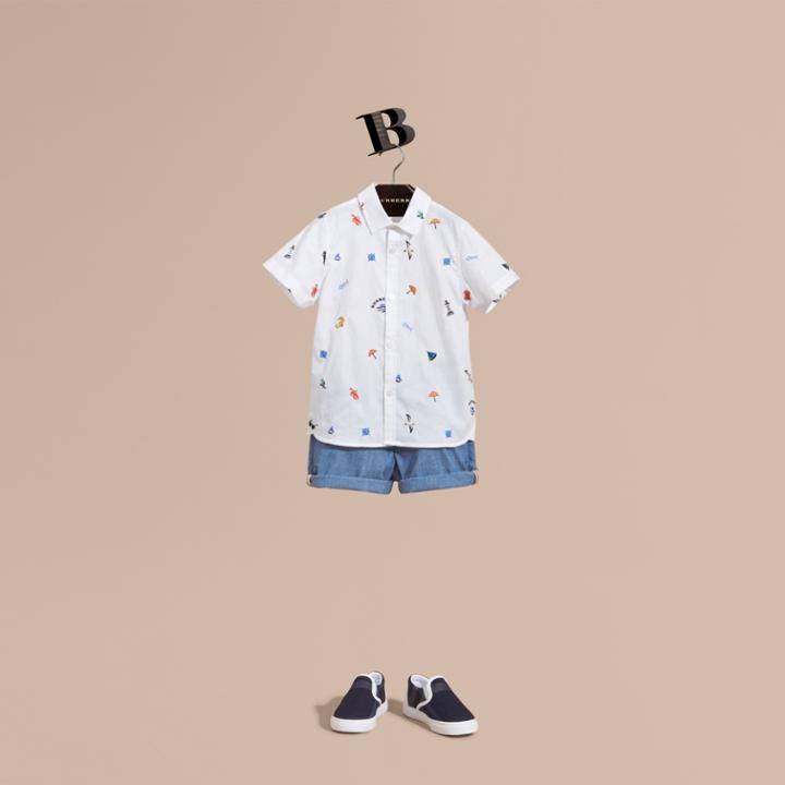 Burberry Burberry Embroidered Nautical Motif Cotton Oxford Shirt, Size: 8y, White
