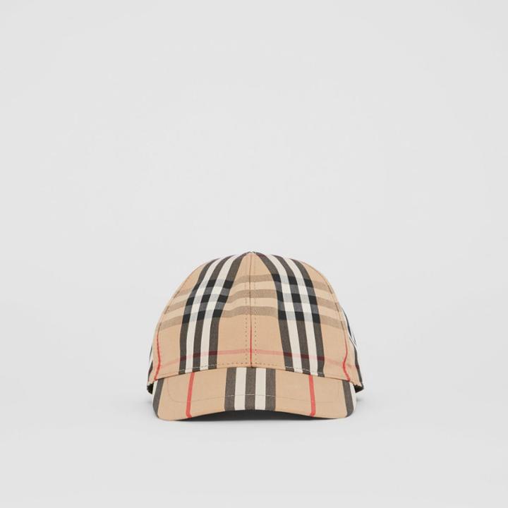 Burberry Burberry Childrens Vintage Check And Icon Stripe Baseball Cap, Beige