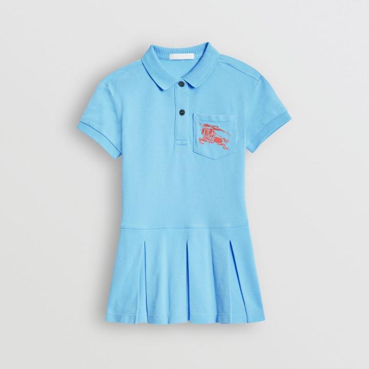 Burberry Burberry Childrens Ekd Logo Cotton Polo Dress, Size: 3y, Blue