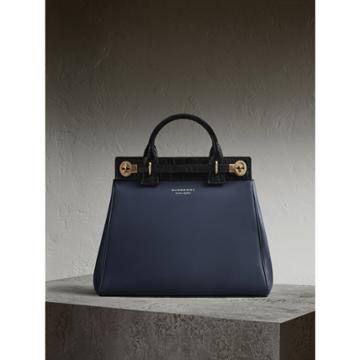 Burberry Burberry The Dk88 Luggage Bag With Alligator, Blue