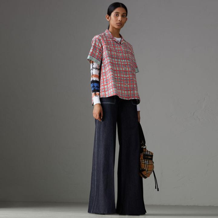 Burberry Burberry Short-sleeve Check Cotton Shirt, Size: 04, Blue