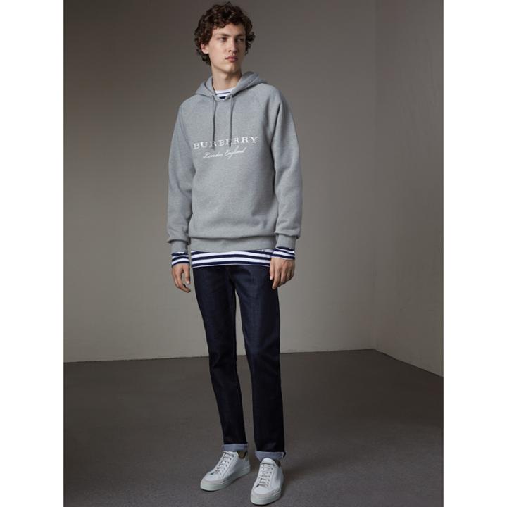 Burberry Burberry Embroidered Hooded Sweatshirt, Size: Xxxl, Grey