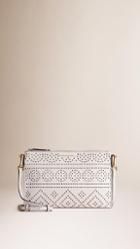 Burberry Laser-cut Lace Leather Clutch Bag