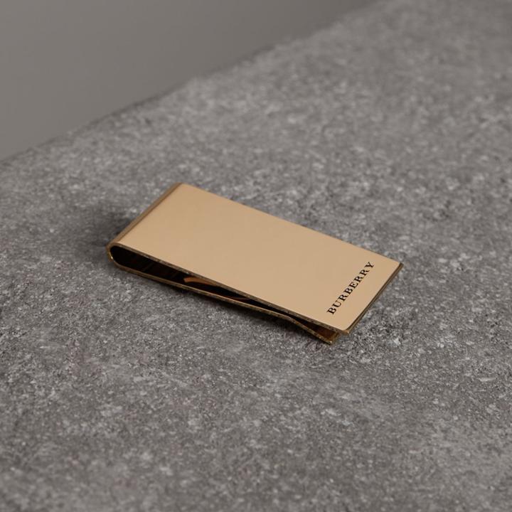 Burberry Burberry Engraved Bronze Money Clip, Yellow