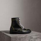 Burberry Burberry Topstitch Leather Lace-up Boots, Size: 35