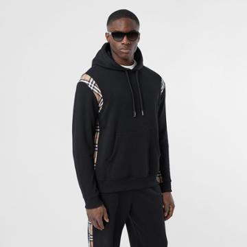 Burberry Burberry Vintage Check Panel Cotton Hoodie, Size: M, Black