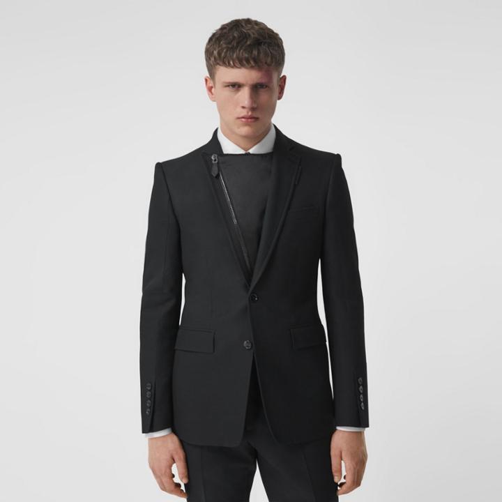 Burberry Burberry Zip Panel Wool Silk Tailored Jacket, Size: 48r