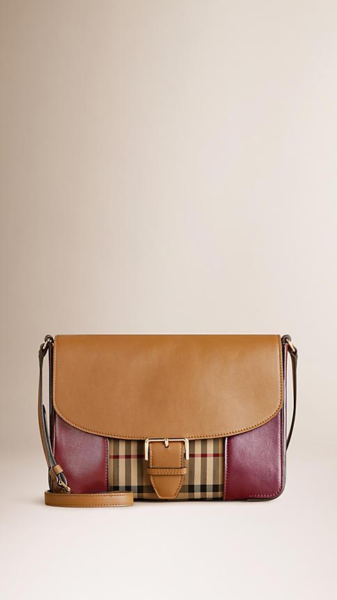 Burberry Medium Horseferry Check And Leather Crossbody Bag