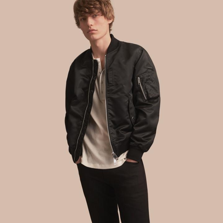 Burberry Burberry Technical Bomber Jacket, Size: 48, Black