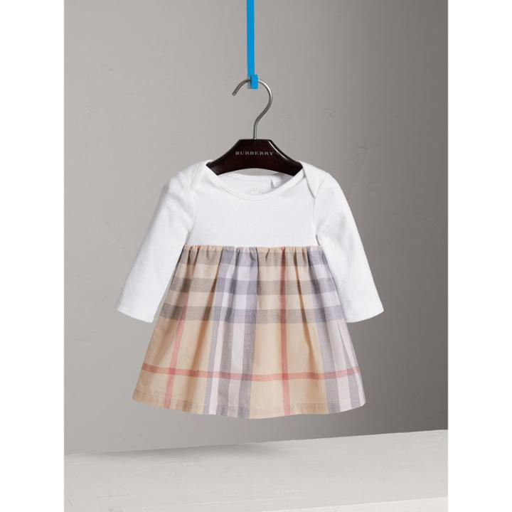 Burberry Burberry Cotton Check Dress, Size: 24m, Beige