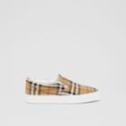 Burberry Burberry Bio-based Sole Latticed Cotton Slip-on Sneakers, Size: 35, Beige