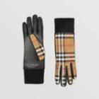 Burberry Burberry Cashmere-lined Vintage Check And Lambskin Gloves, Size: 7, Yellow