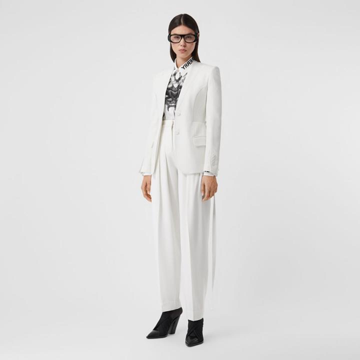 Burberry Burberry Wool Belted Blazer, Size: 0, Grey