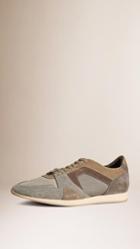Burberry The Field Sneaker In Colour Block Suede And Mesh