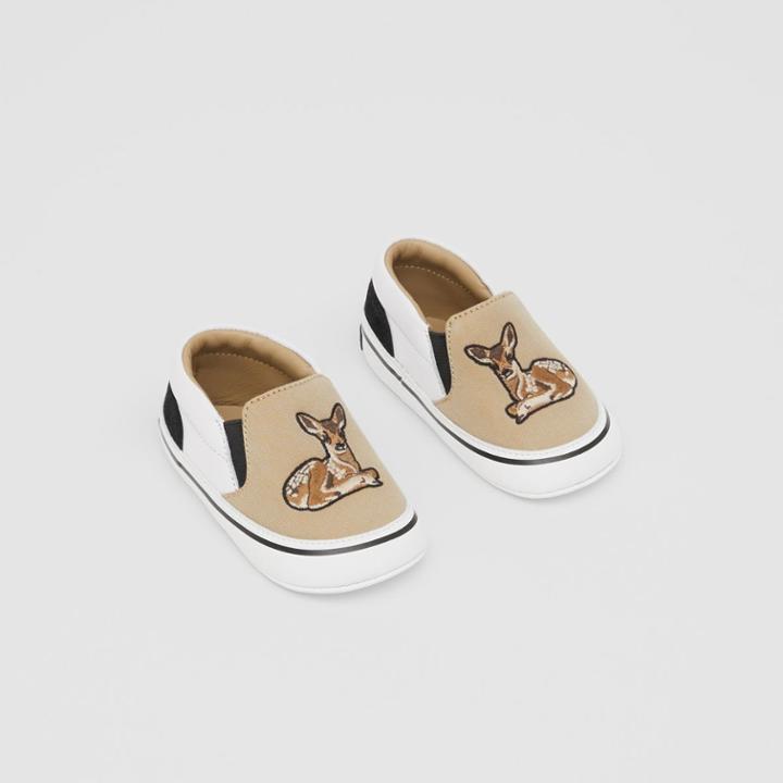 Burberry Burberry Childrens Deer Motif Slip-on Shoes, Size: 19, Yellow
