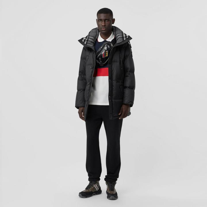 Burberry Burberry Logo Detail Hooded Puffer Coat, Black
