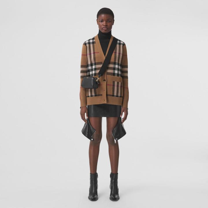 Burberry Burberry Check Wool Cashmere Jacquard Cardigan