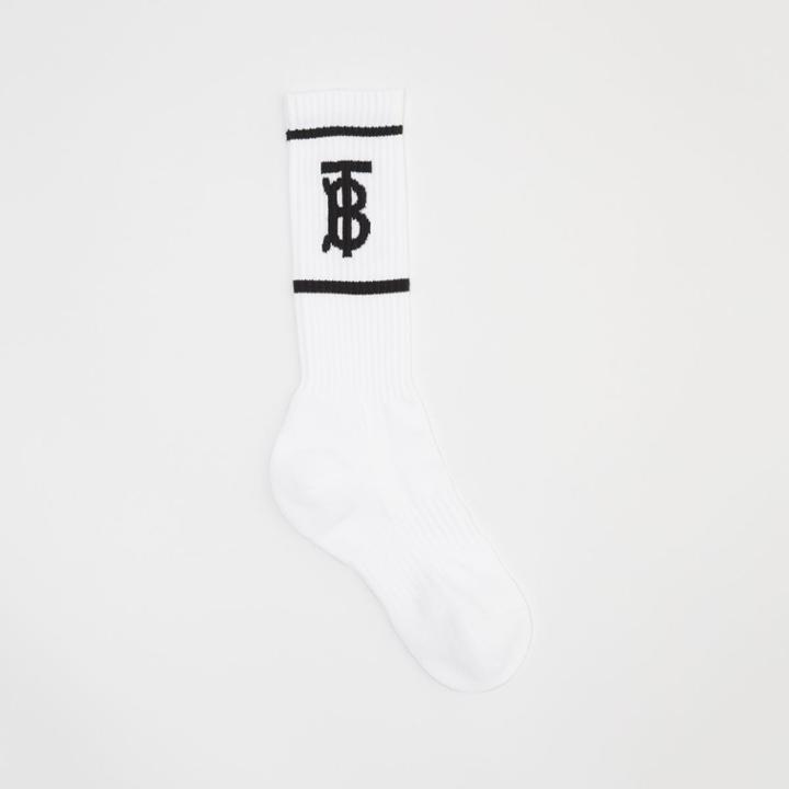 Burberry Burberry Monogram Motif Intarsia Socks, White