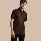 Burberry Burberry Short-sleeved Check Cotton Shirt, Size: Xs, Brown