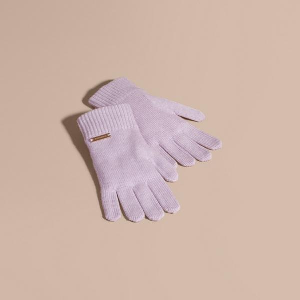 Burberry Ribbed Knit Wool Cashmere Gloves
