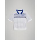 Burberry Burberry Stripe And Diamond Stitch Knitted Polo Shirt, Size: 14y, White