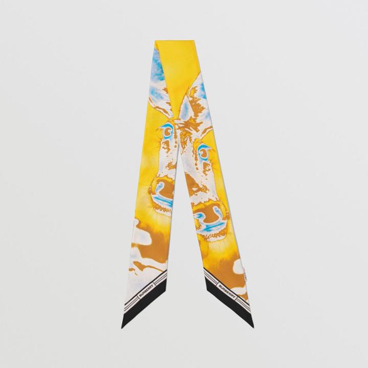 Burberry Burberry Deer Graphic Silk Skinny Scarf