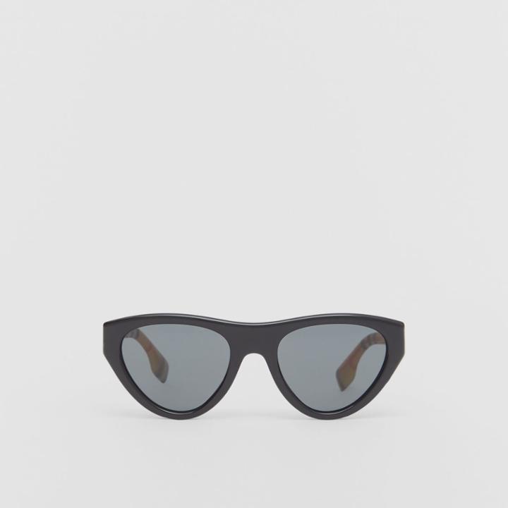 Burberry Burberry Vintage Check Detail Triangular Frame Sunglasses, Yellow