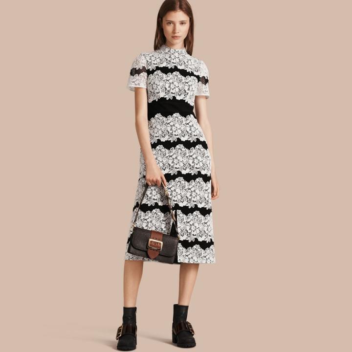 Burberry Burberry Mesh And Macram Lace Shift Dress, Size: 10, Black