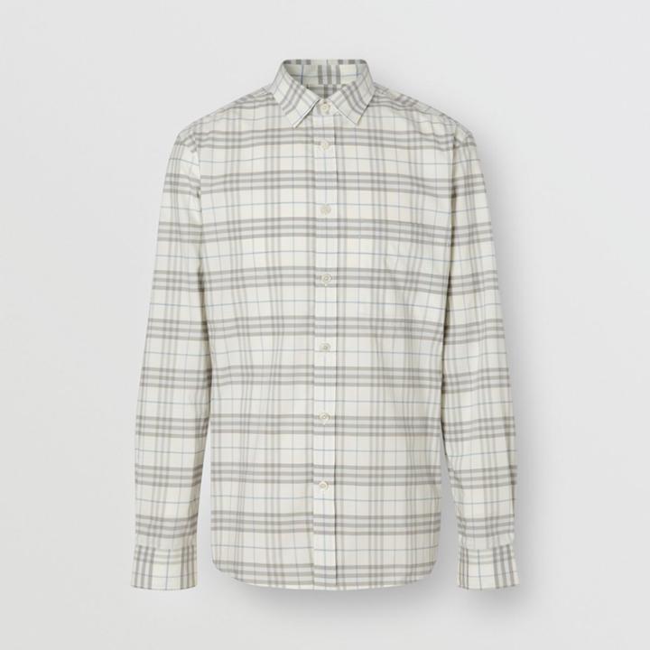 Burberry Burberry Small Scale Check Stretch Cotton Shirt, White