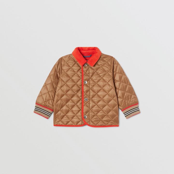 Burberry Burberry Childrens Corduroy Trim Lightweight Diamond Quilted Jacket, Size: 18m, Brown