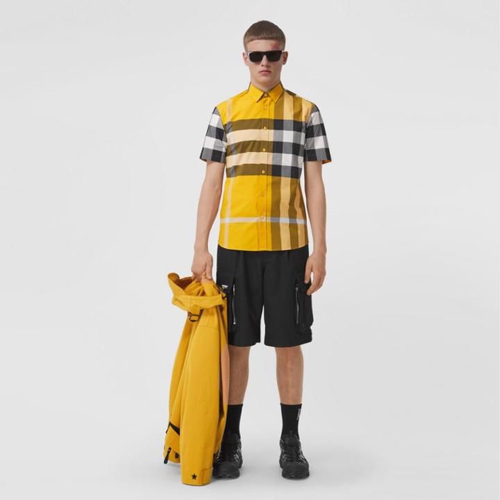 Burberry Burberry Short-sleeve Check Stretch Cotton Poplin Shirt
