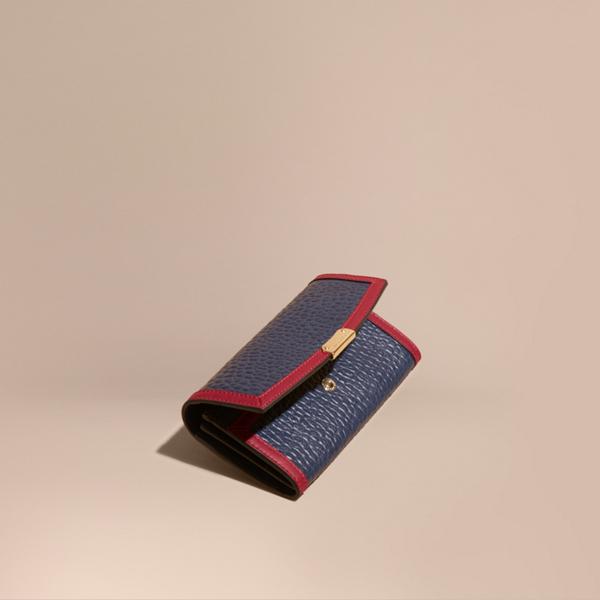 Burberry Border Detail Signature Grain Leather Continental Wallet