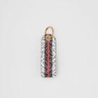 Burberry Burberry Monogram Stripe E-canvas And Leather Key Ring, Bridle Brown