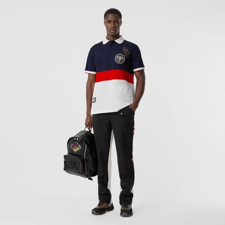 Burberry Burberry Logo Graphic Cotton Piqu Polo Shirt, Blue
