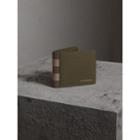 Burberry Burberry Grainy Leather And House Check Bifold Wallet, Green