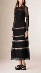 Burberry Prorsum Silk And Lace Panel Dress